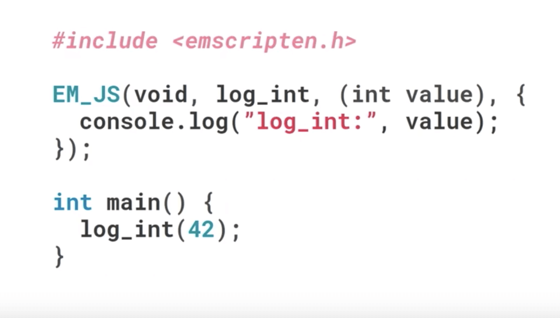 使用 EM_JS 宏直接在 C++ 代码中 “调用” Web API